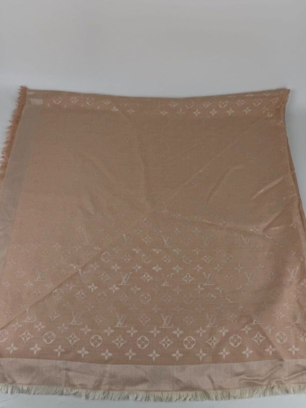 Louis Vuitton Shawl Monogram Pink Silk Wool Vintage Scarf - Picture 4 of 10